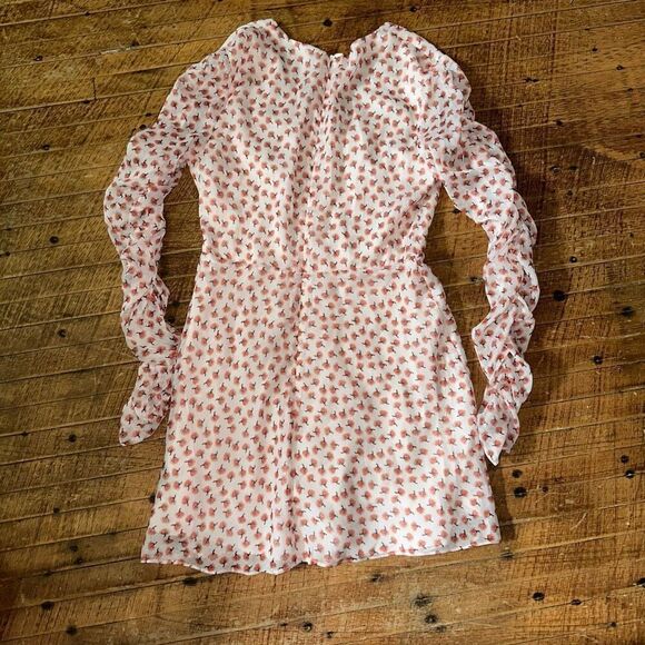 East Order Fin Apricot Floret ruched layered sheer M dress - Picture 5 of 5